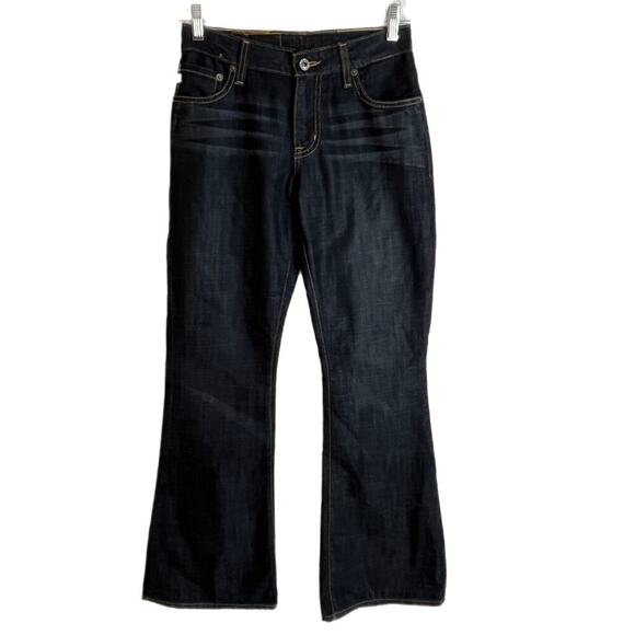 Big Star Women's Jeans Size 27 Long Flare Leg Dark Wash Mid Rise Blue Denim - Picture 1 of 8